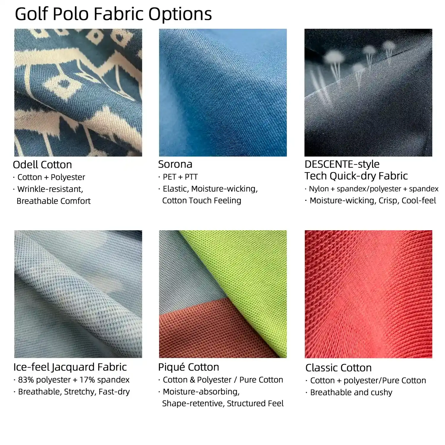 Golf wear fabric options