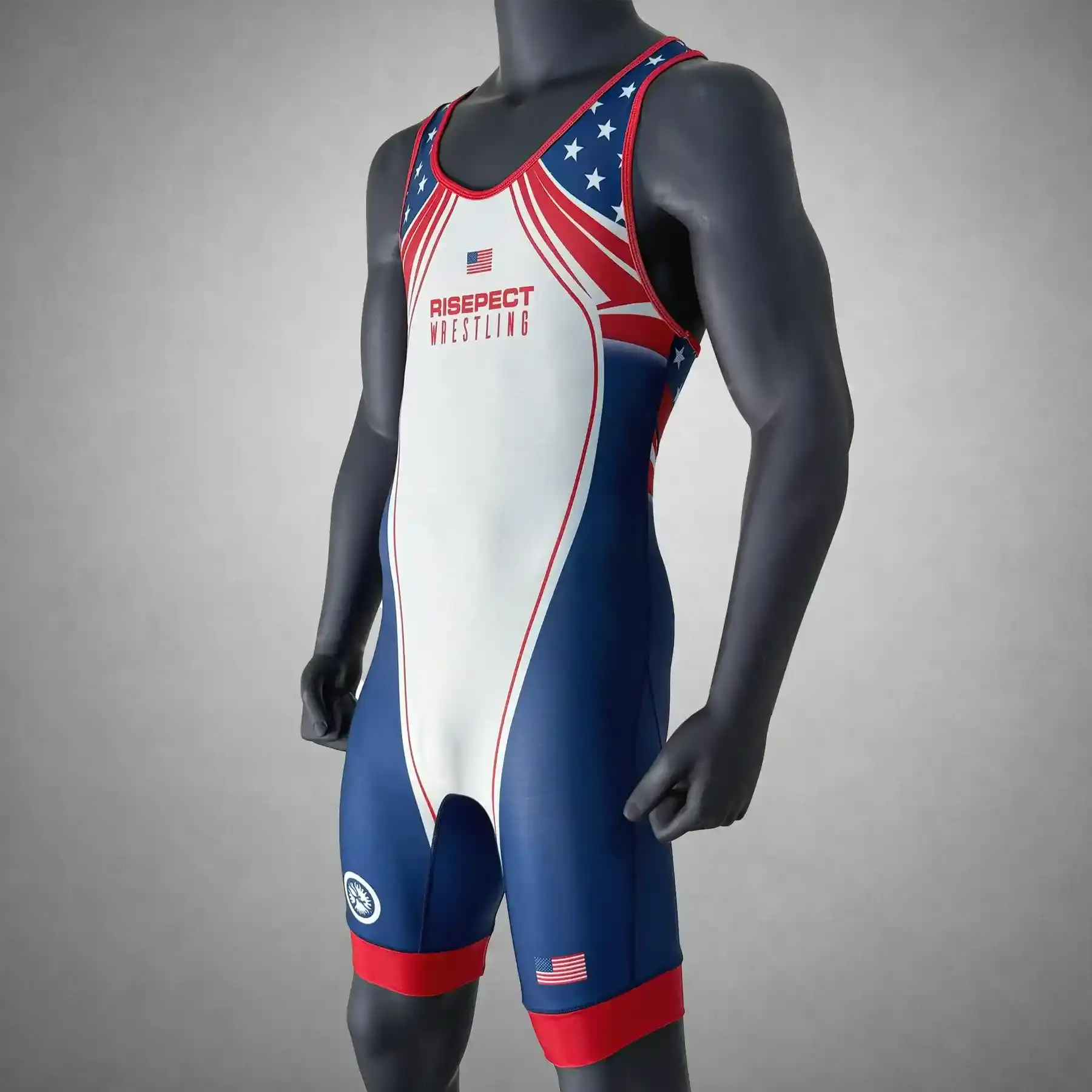 The Left Front View of American Open Era Wrestling Singlet