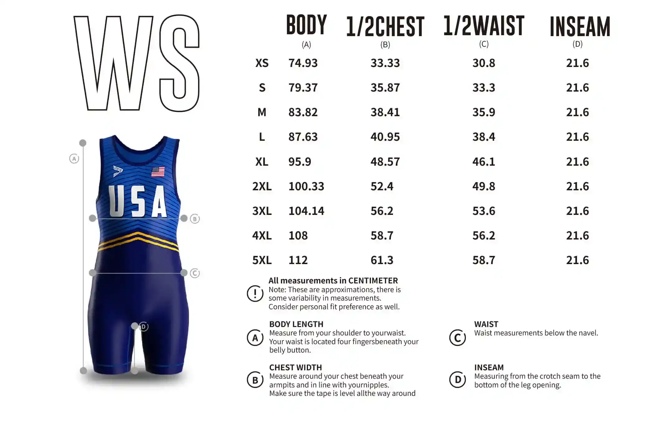Use men's wrestling singlet 2.0 sizes chart for Rise Sportswear, or custom your own brand, team, or club men's sizes chart for wrestling singlet 2.0.