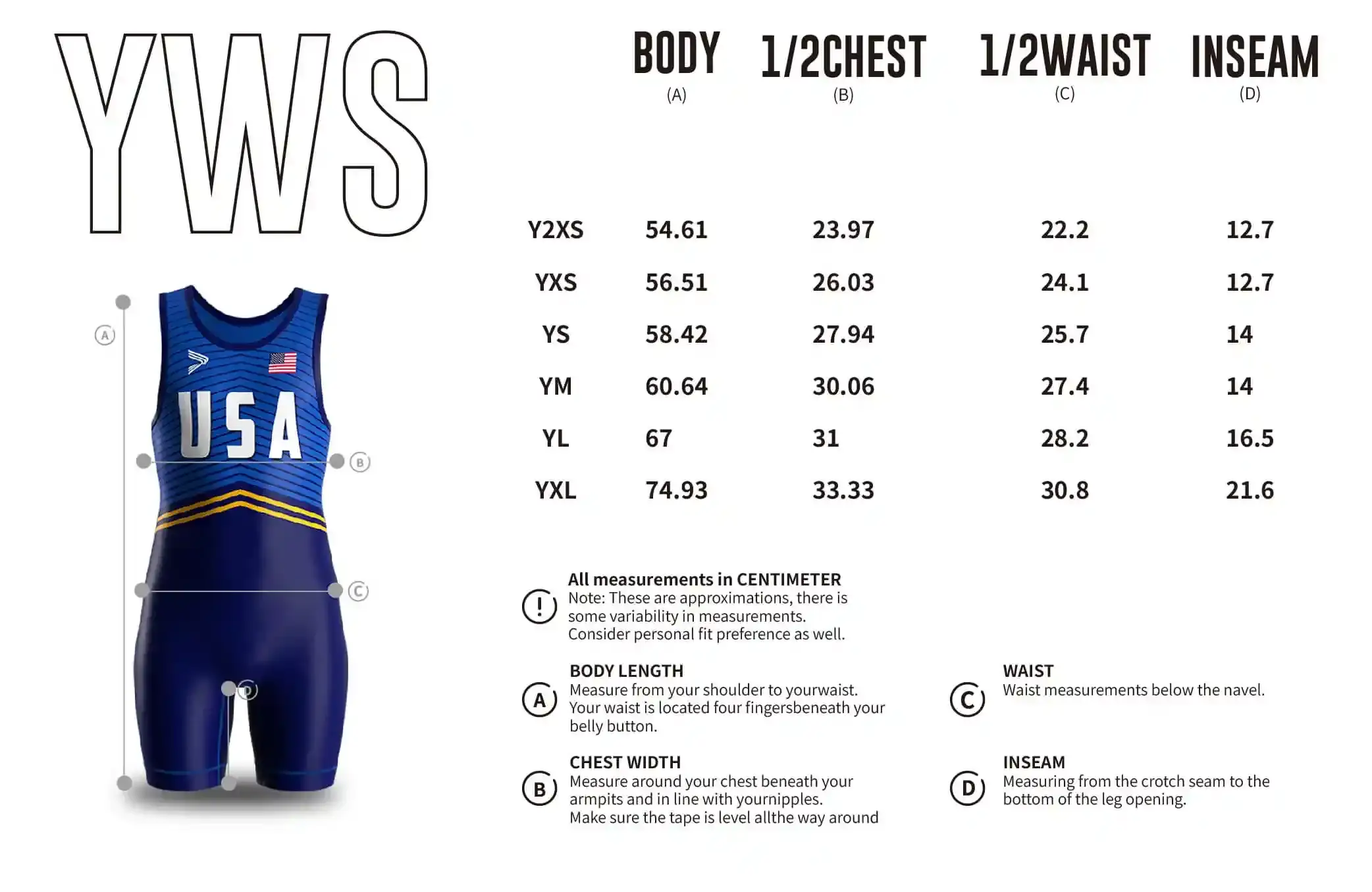 Use youth wrestling singlet 2.0 sizes chart for Rise Sportswear, or custom your own brand, team, or club youth sizes chart for wrestling singlet 2.0.