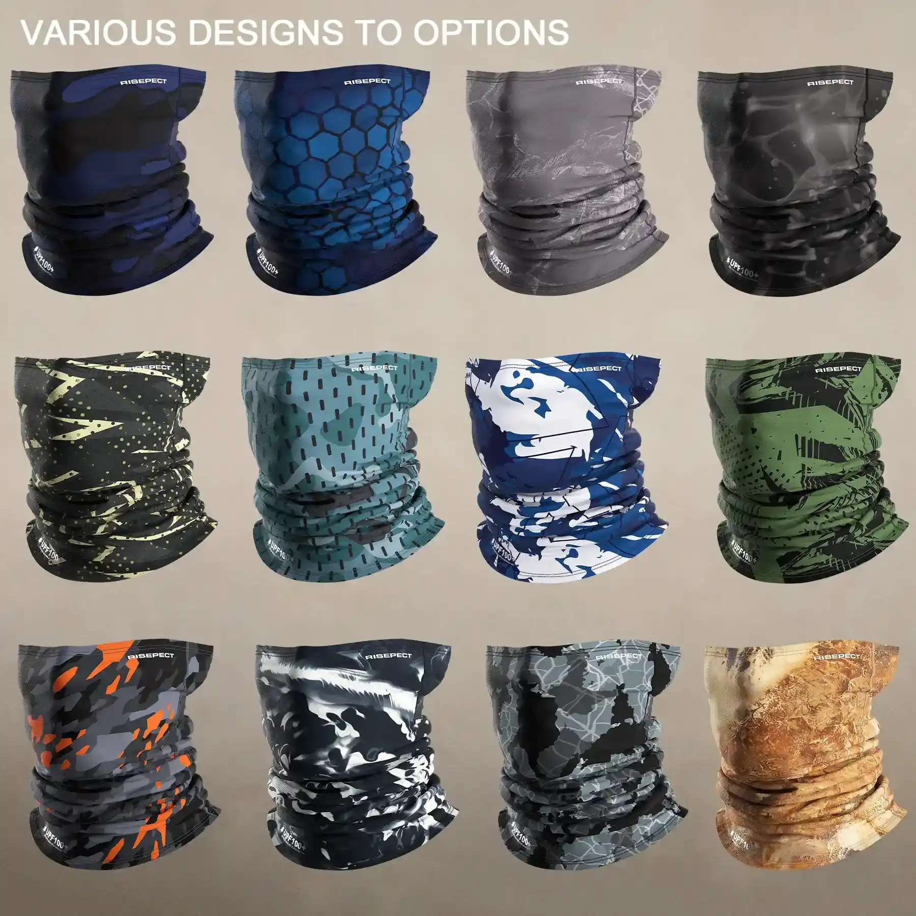 Various designs to options: 12 styles fishing sun protection face mask