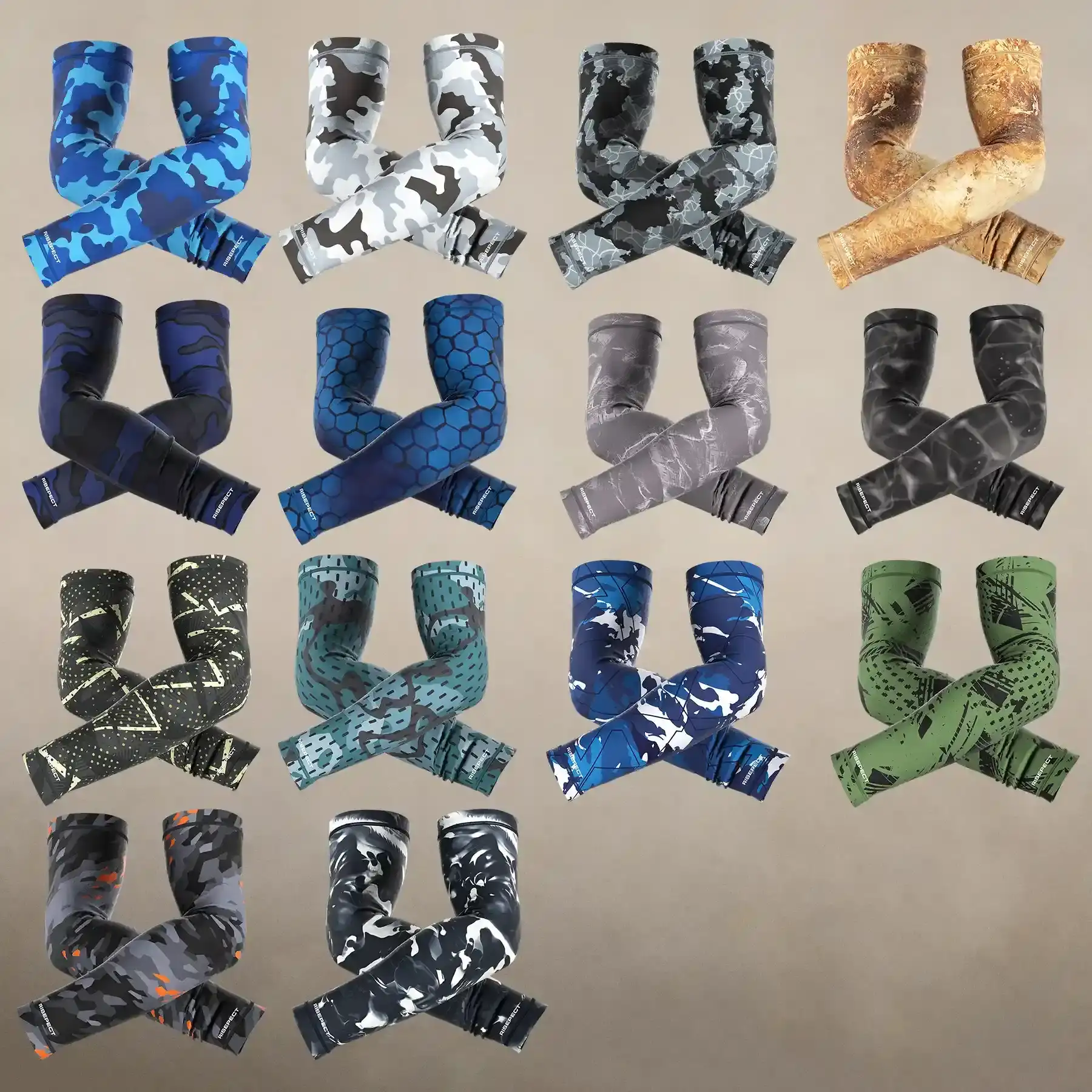 Various designs options: men's sun protection fishing sleeves collection 14 styles