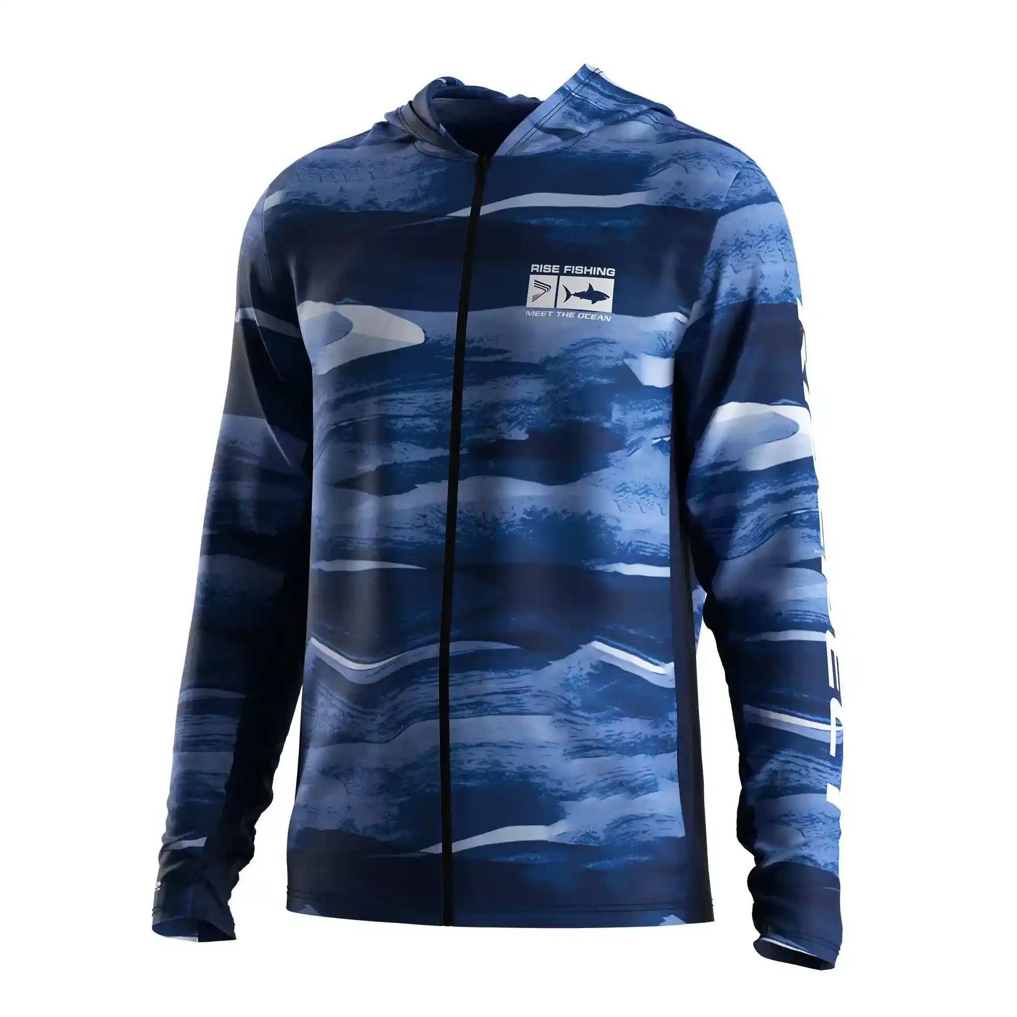 
                Artistic Surf Print Fishing Men's LS Zip Sun Shirt Quick Dry Mesh Venting