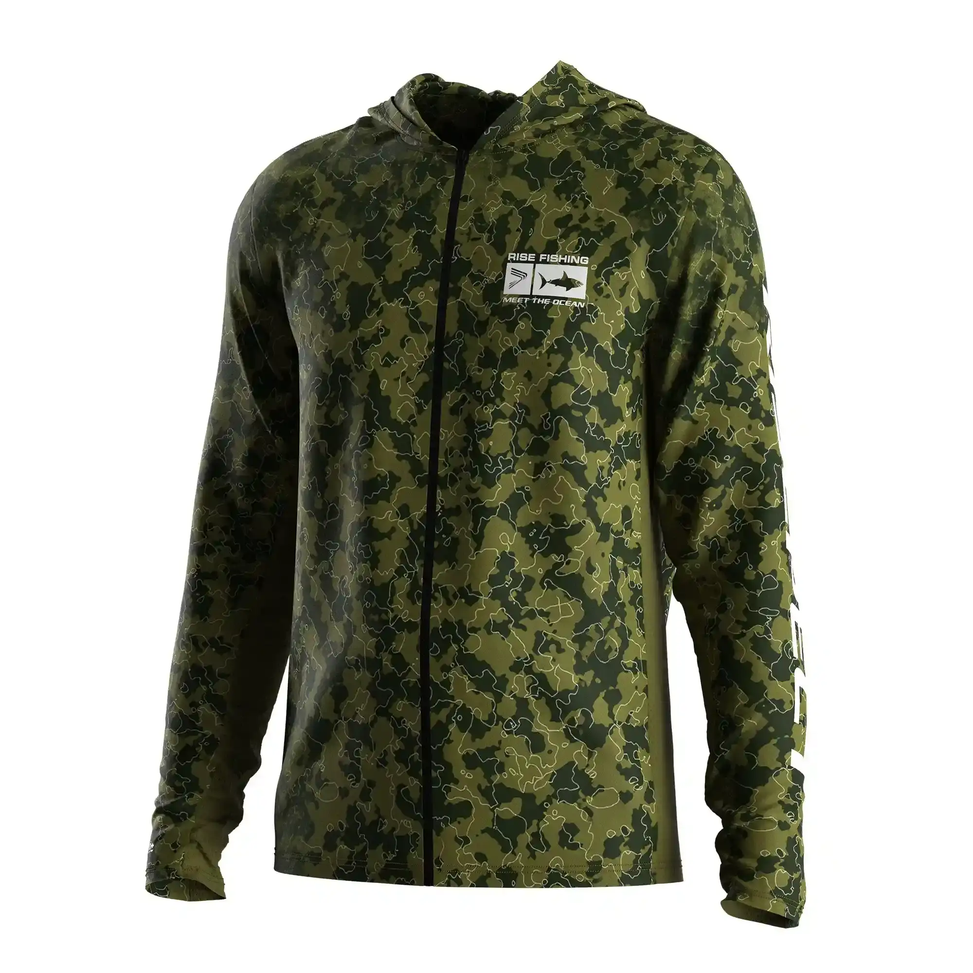 
                Oliver Camo Men's Full Zip Hooded Fishing Tee Mesh Panel OEM ODM