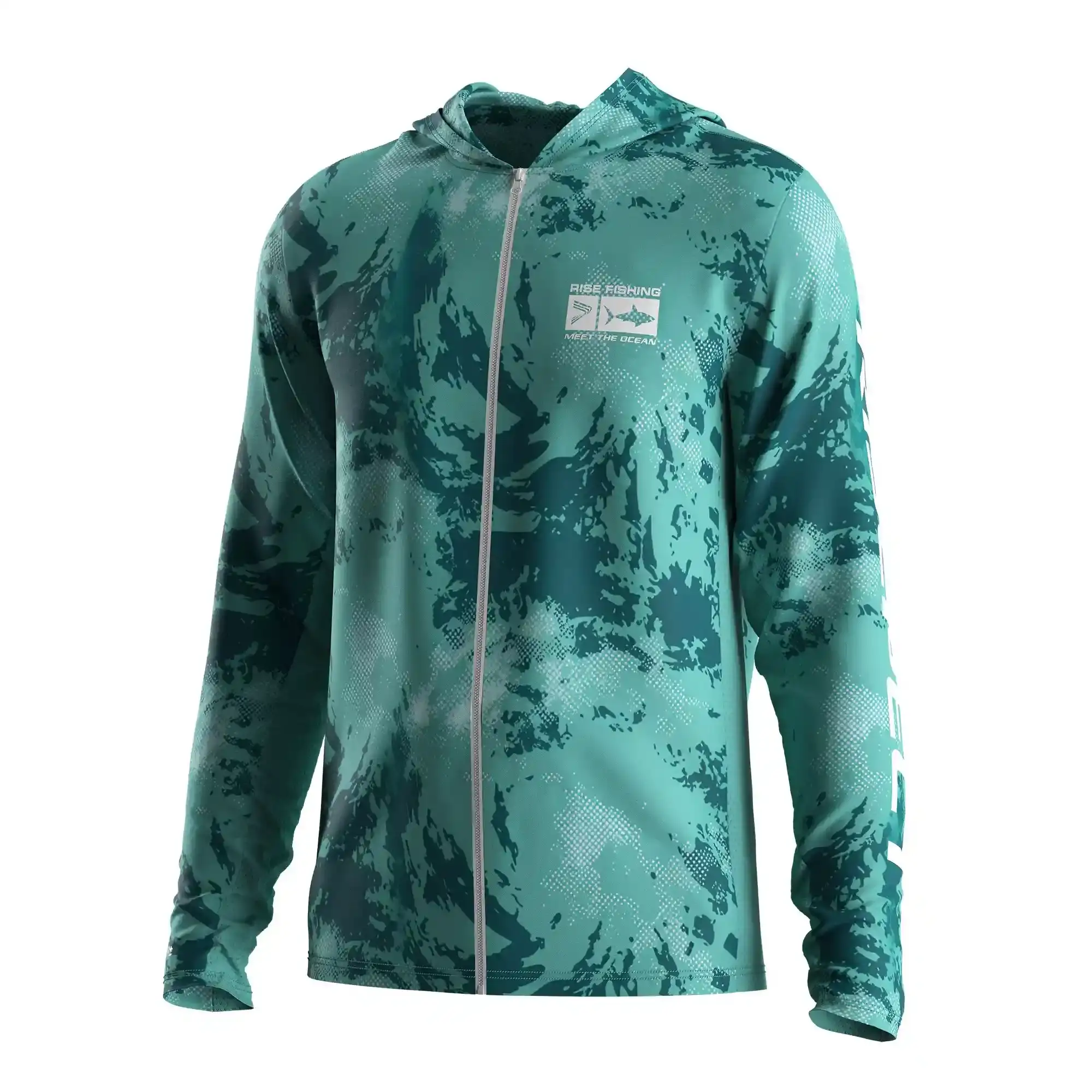 
                Teal Breathable Men's Full-Zip Hooded Fishing Shirt Wholesale