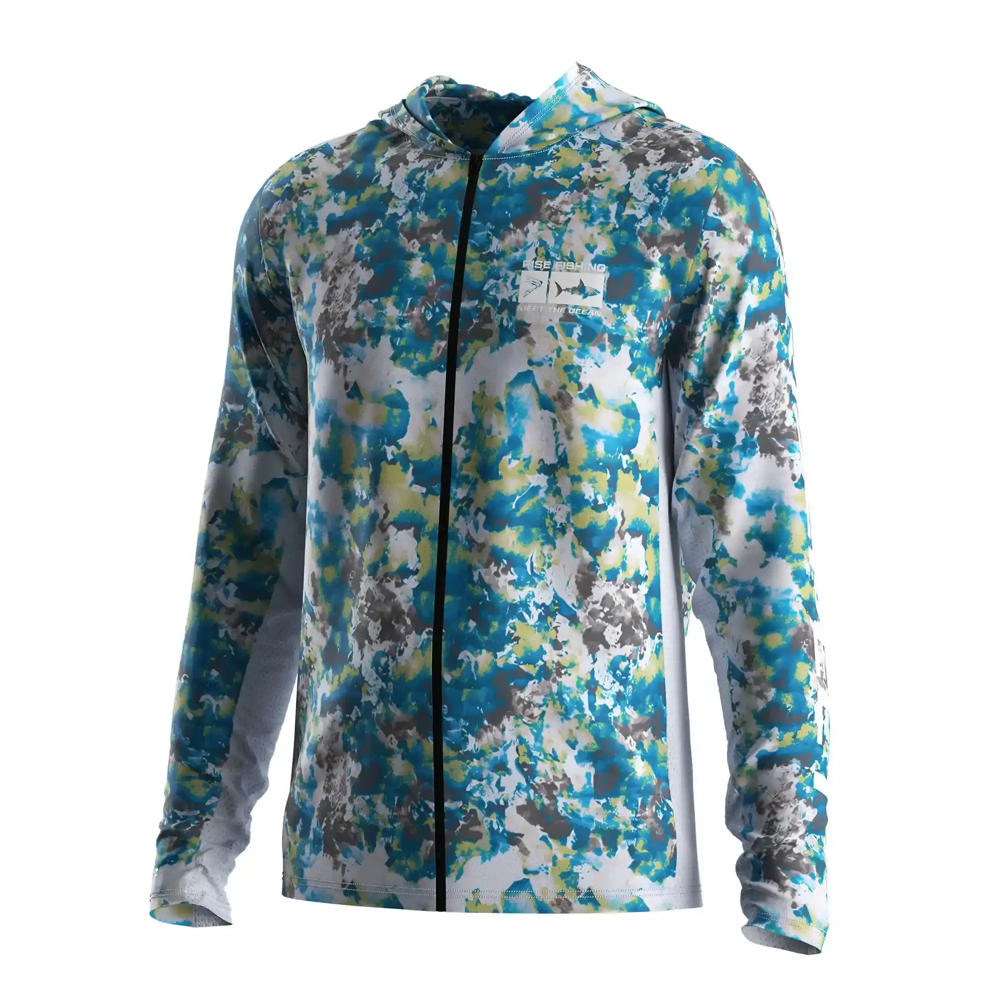 
                UPF100+ Men's Outdoor Fishing Zip Hoodie Breathable Mesh Angler Shirt