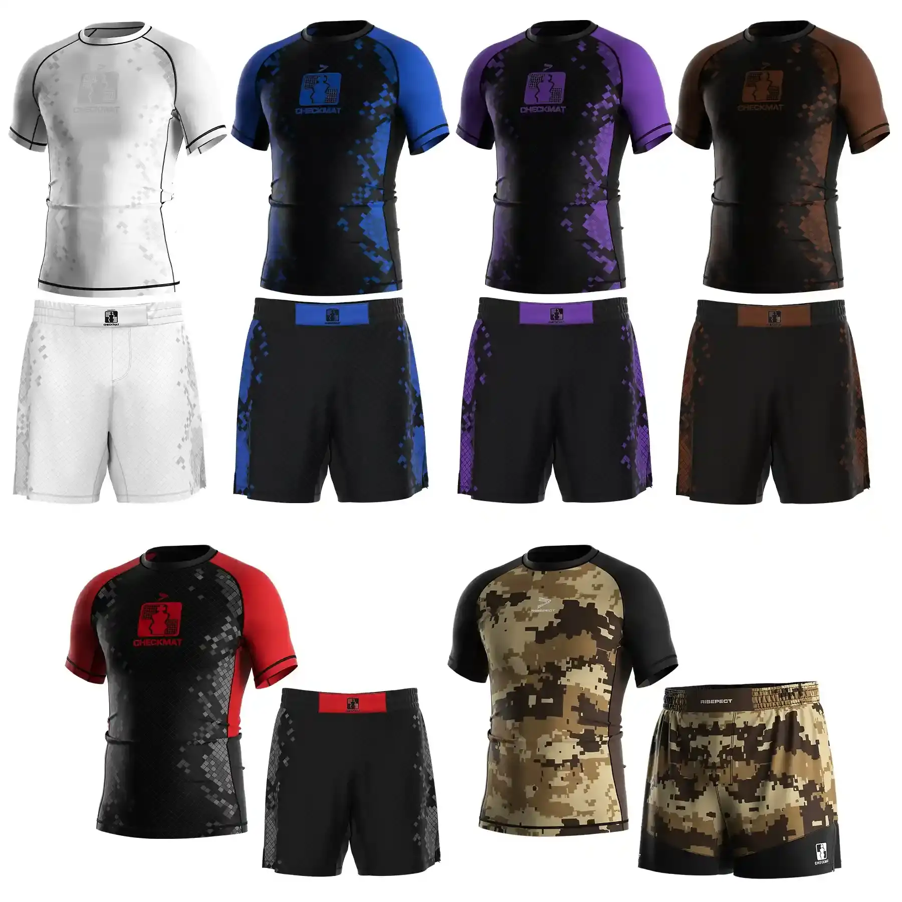 Checkmat jiujitsu 6 nogi men's rash guard and shorts set.