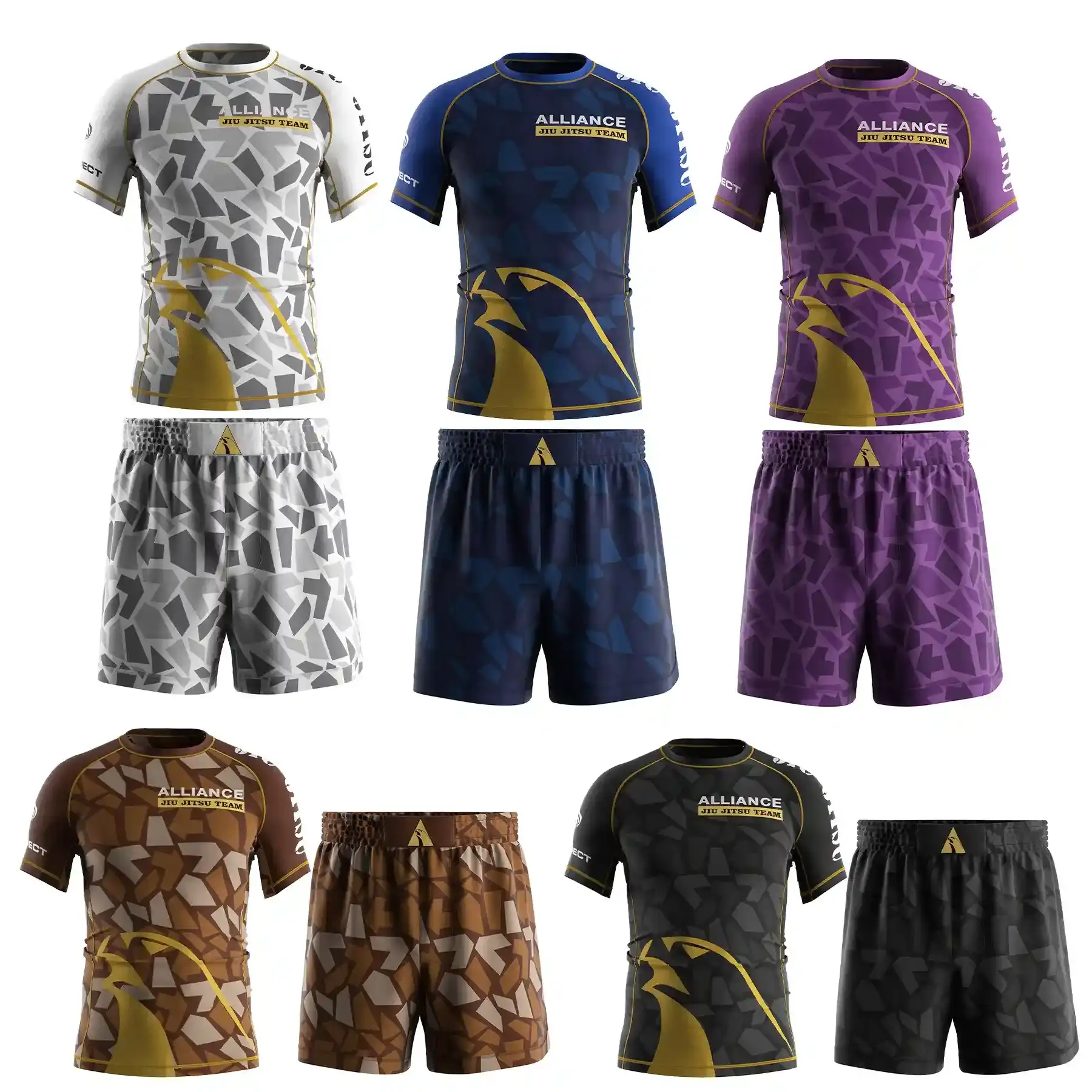 All 5 Colors Alliance Jiu‑Jitsu Sublimated Rash Guard & Shorts