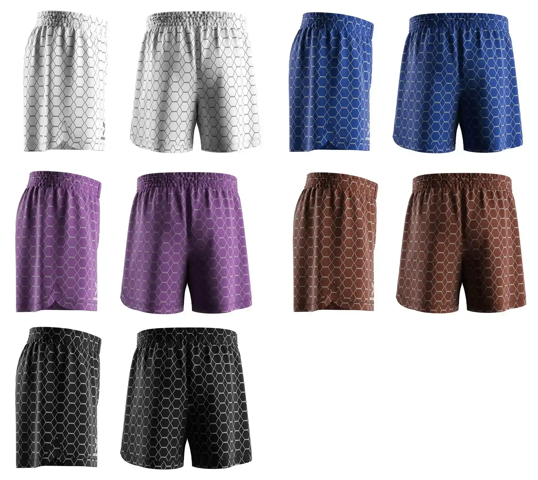 The side and back view of custom GFTeam honeycomb nogi bjj fight shorts