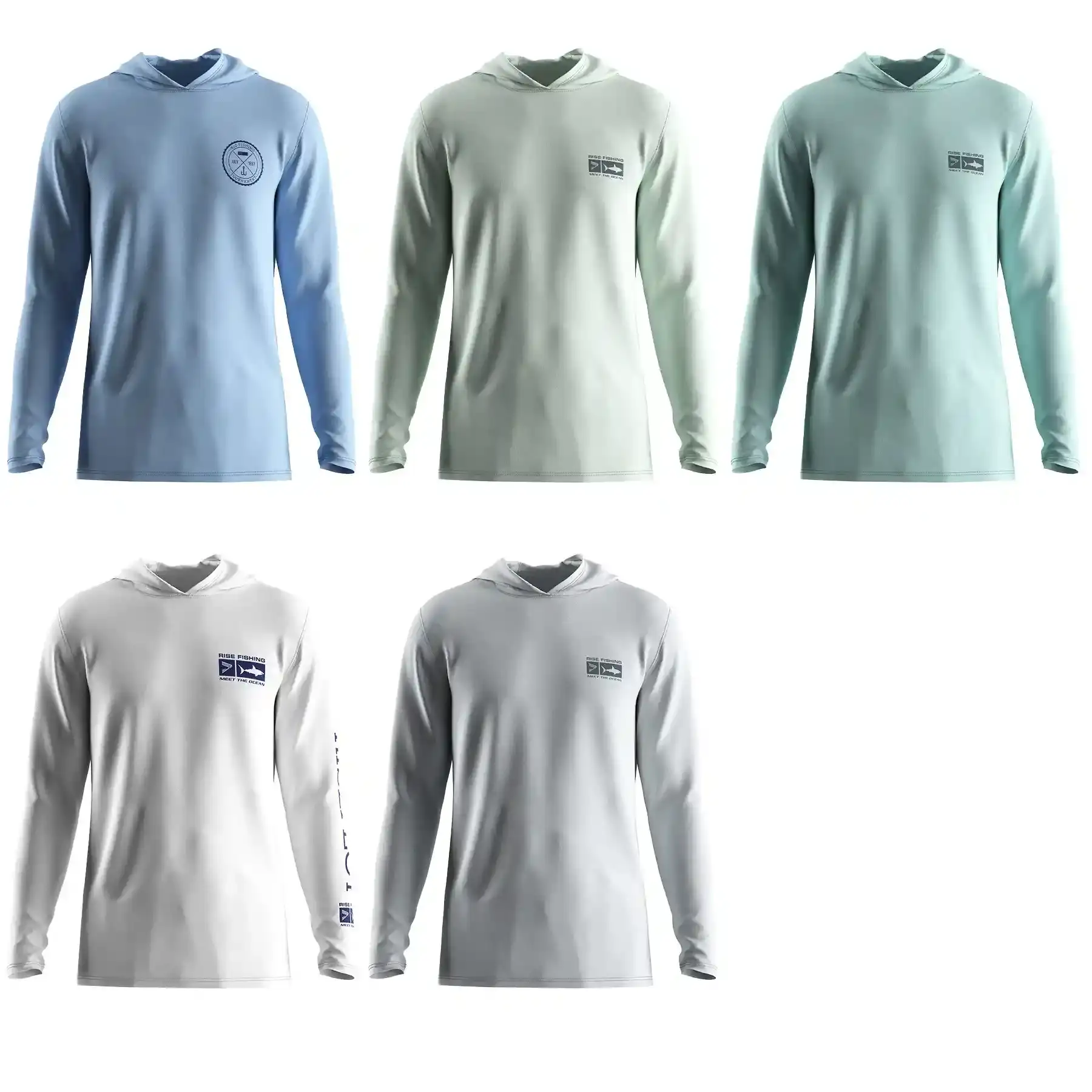 Various colors to options: 5 colors custom UPF100+ nylon hooded fishing shirt men's performance clothing
