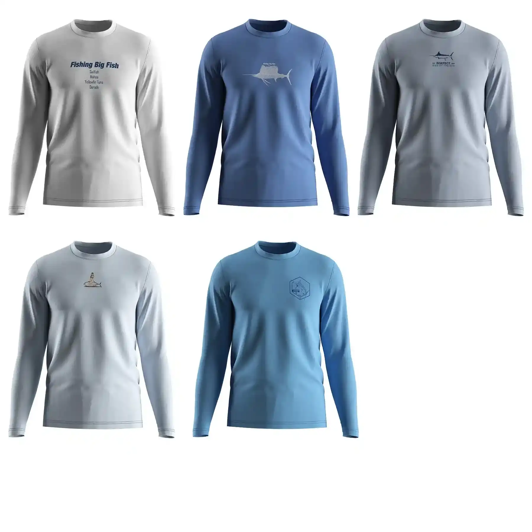 5 solid colors nylon men's fishing long sleeve shirt front view
