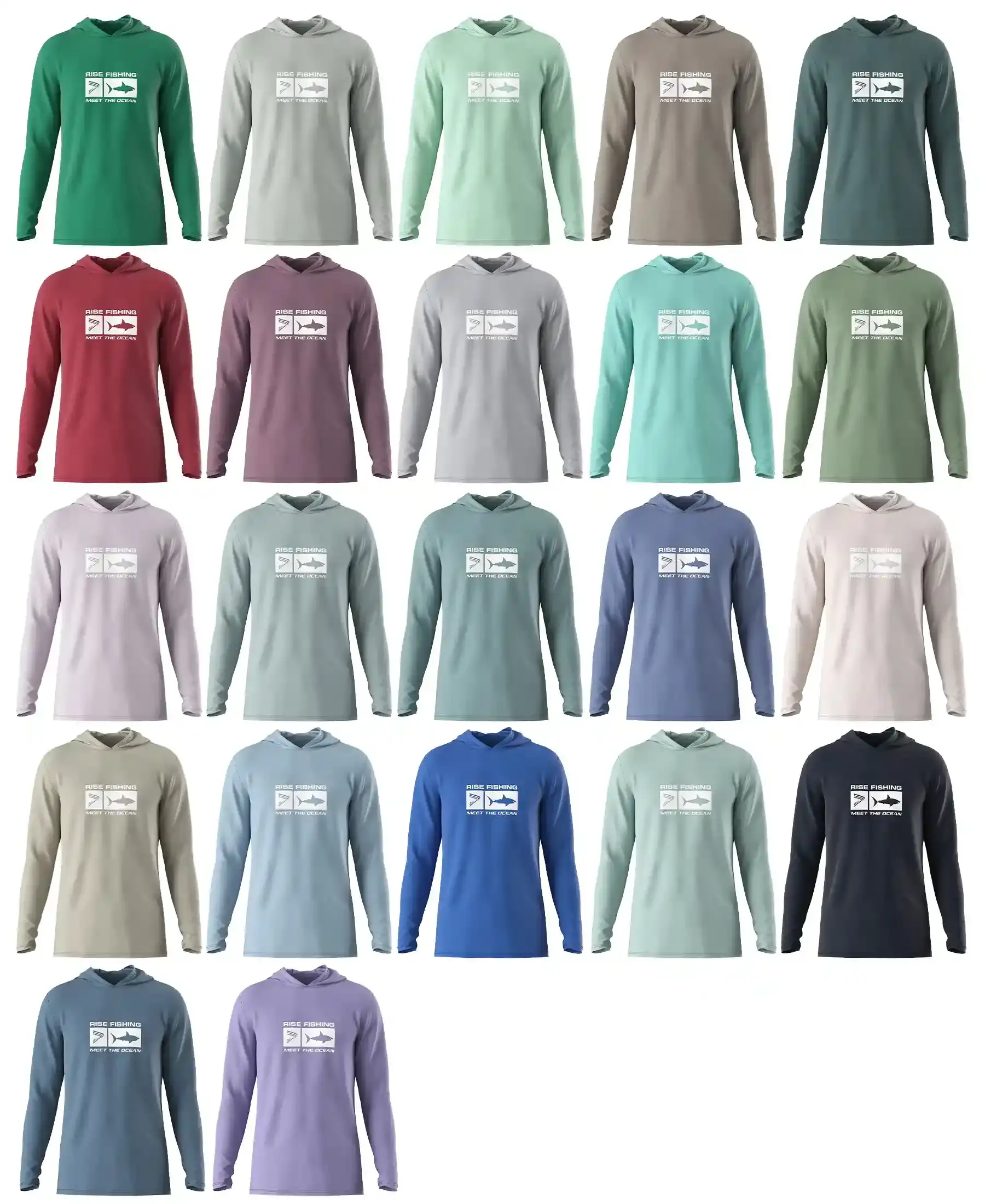 22 solid colors custom bamboo fiber/nylon UPF100+ men's hooded fishing shirts