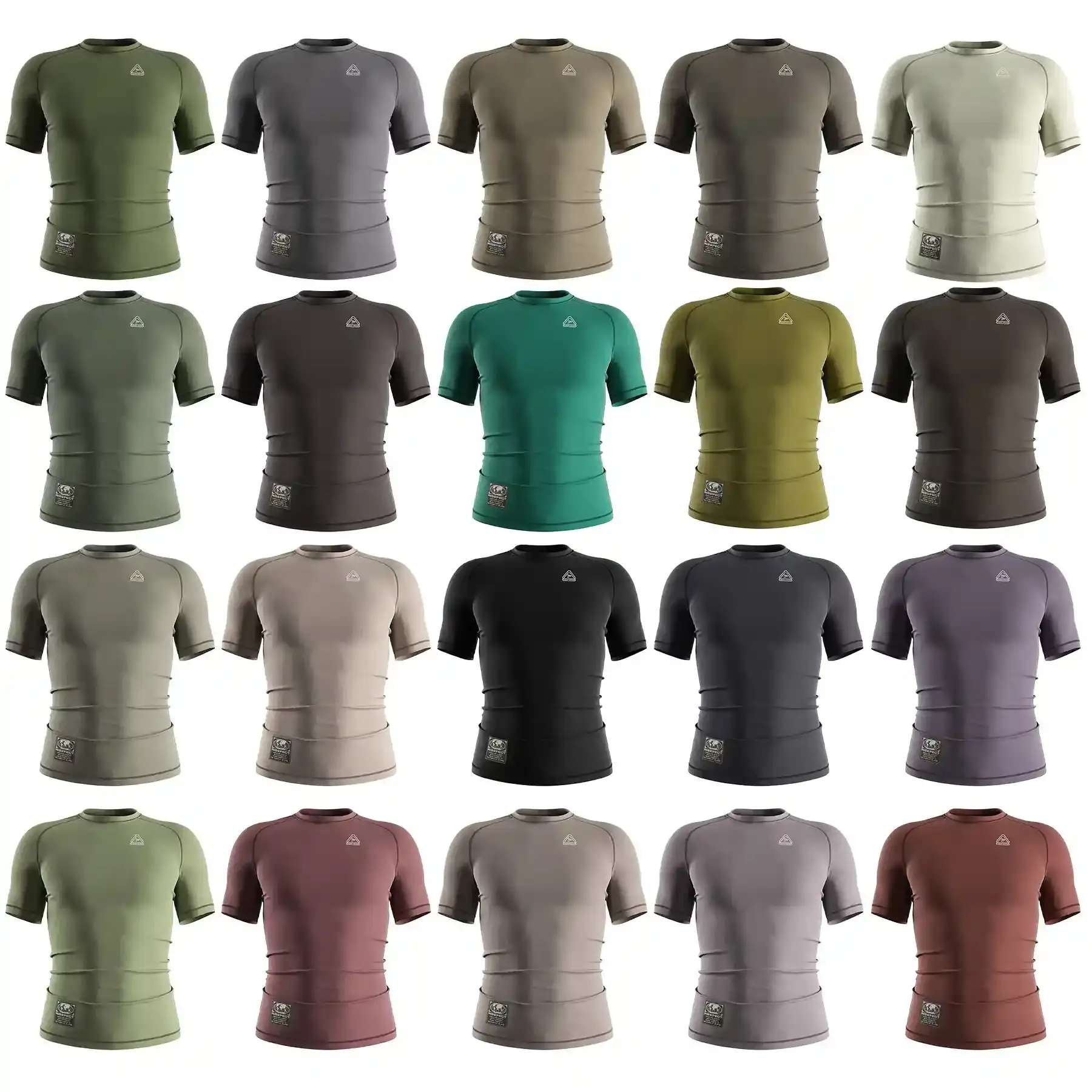 20 solid colors Nylon-Spandex blend short sleeve rash guards