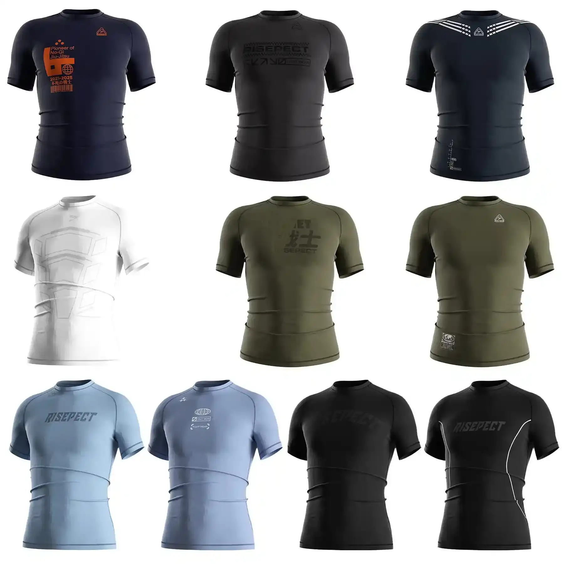 10 styles Nylon-Spandex blend fabric short sleeve rash guards