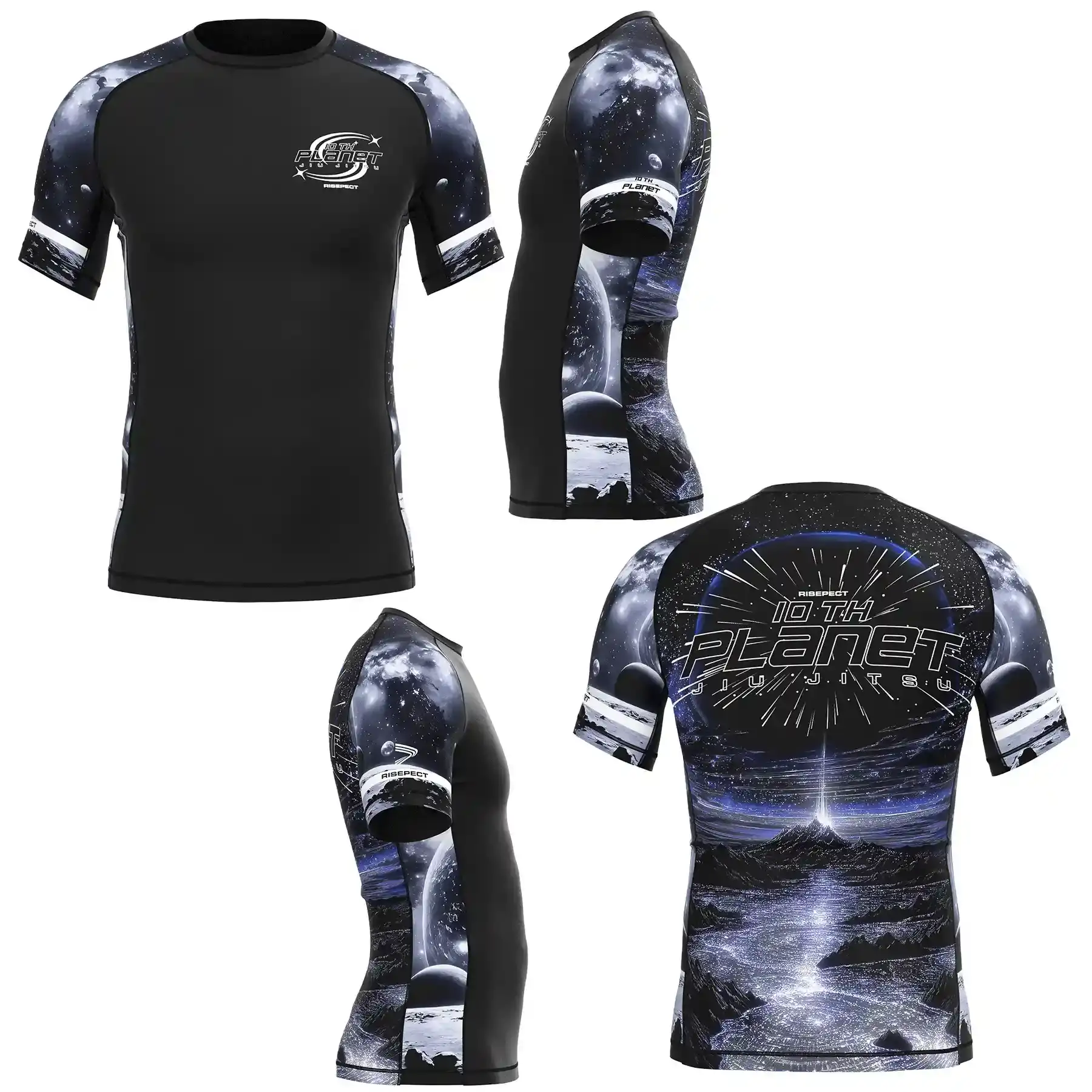 The Blue Purple Rash Guard of Tenth Planet Galaxy Print Jiu-Jitsu Rashguard & Shorts Set Custom