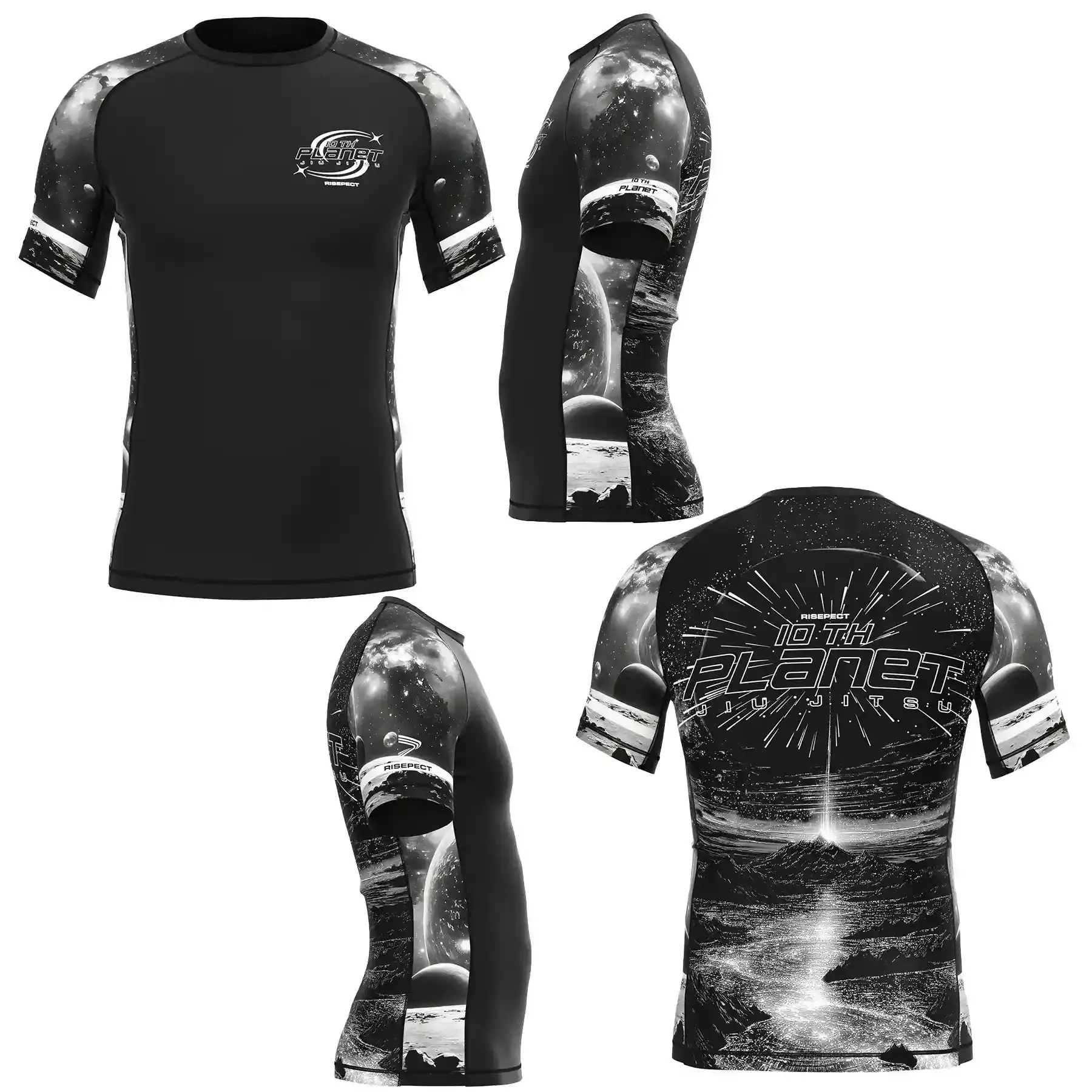 The Gray Rash Guard of Tenth Planet Galaxy Print Jiu-Jitsu Rashguard & Shorts Set Custom