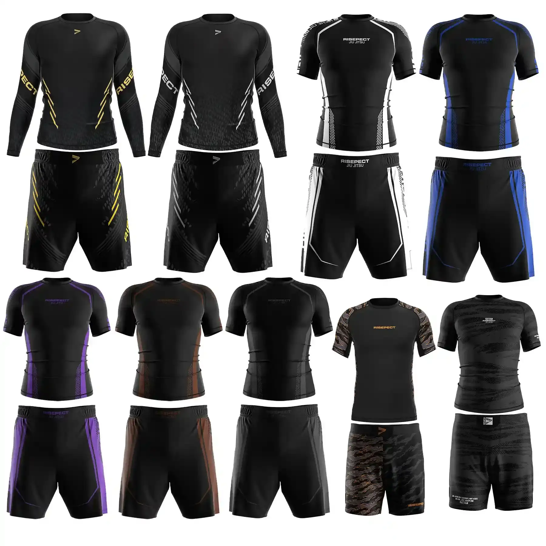 9 black BJJ MMA packages for RISE SPORTSWEAR