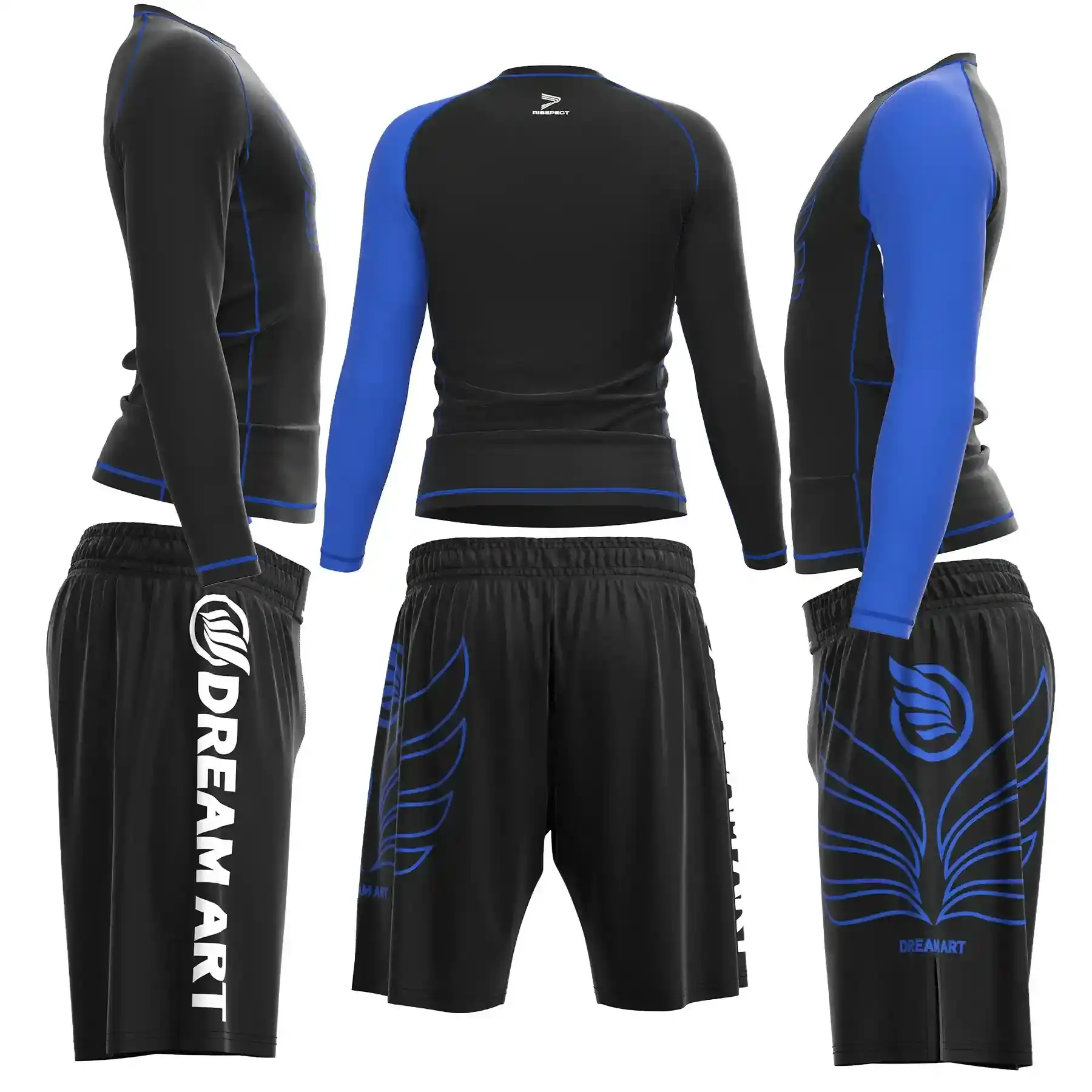 The Side and Back of Dream Art Inspired Black-blue Belt Rank Package