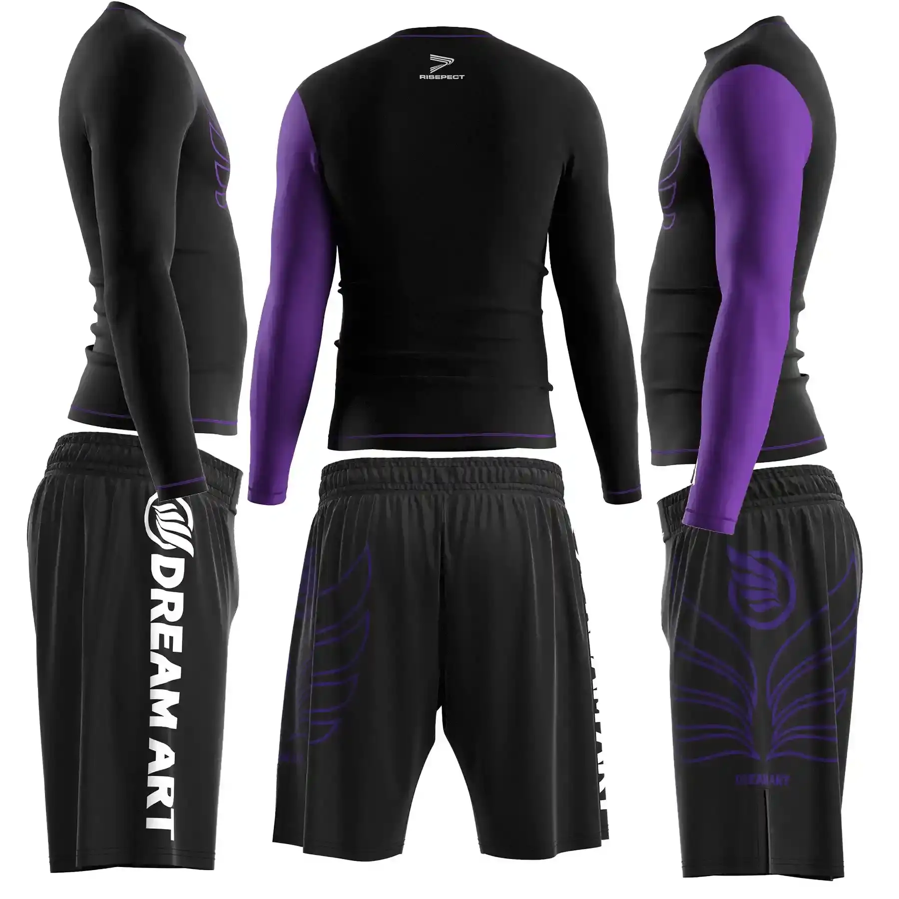 The Side and Back of Dream Art Inspired Black-purple Belt Rank Package
