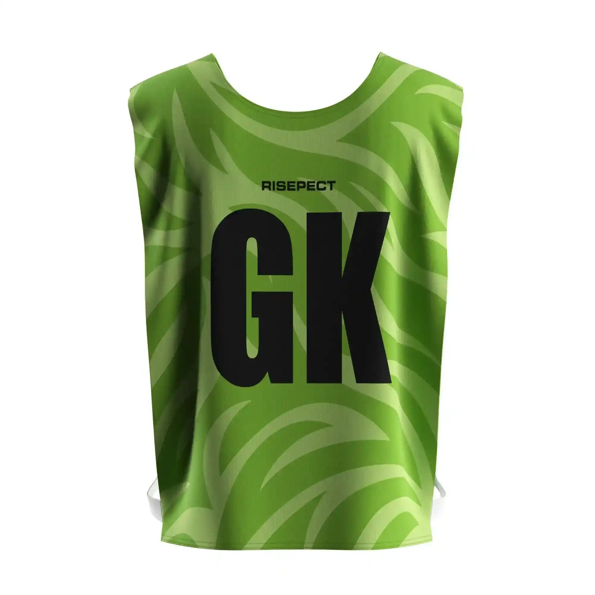 The Back View of Green Wave Rowing Pinny Vest Style Personalized Logo/Number With The Letters GK