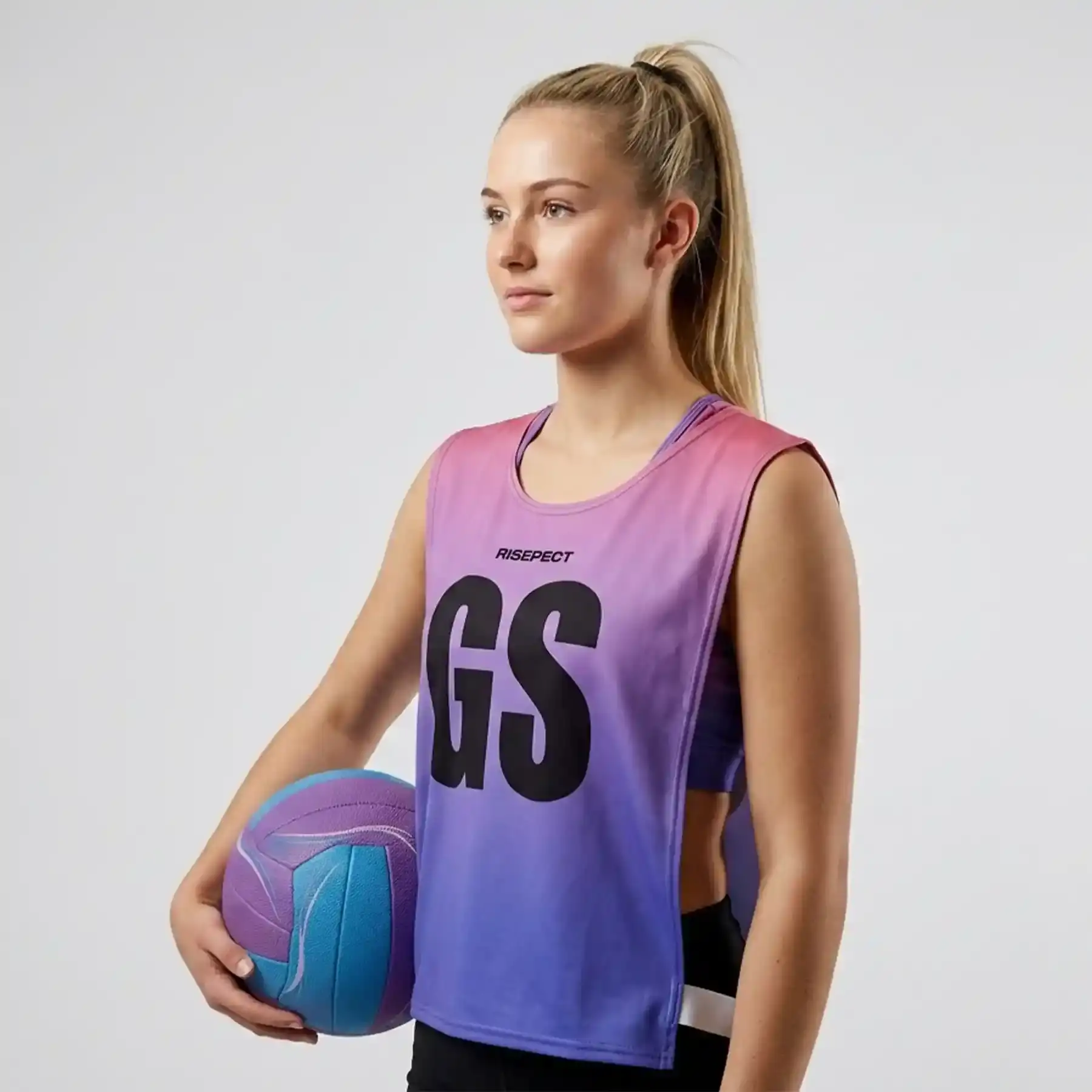Women Model in Purple Gradient Rowing Wear Lady Scrimmage Vest Custom Number with The Letter GS