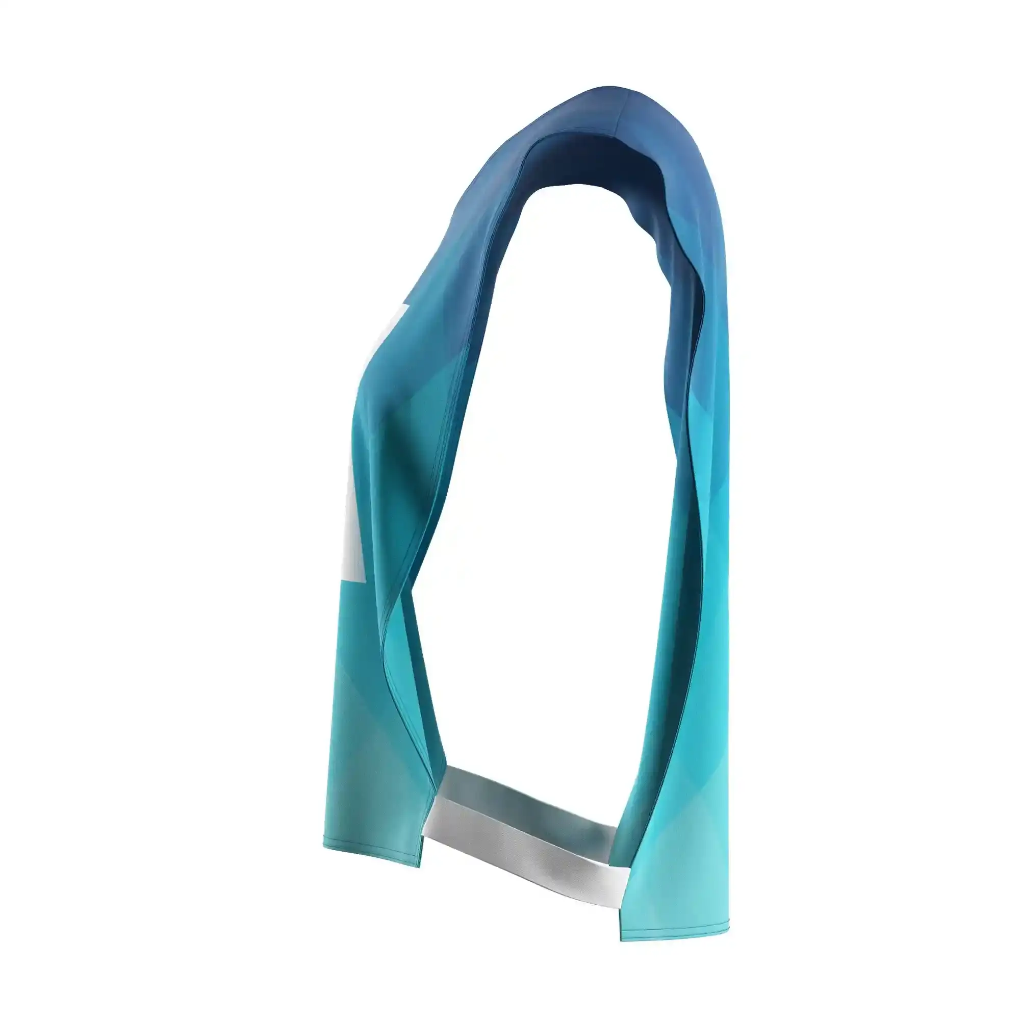 The left view of teal modern wave female scrimmage vest rowing team training gear