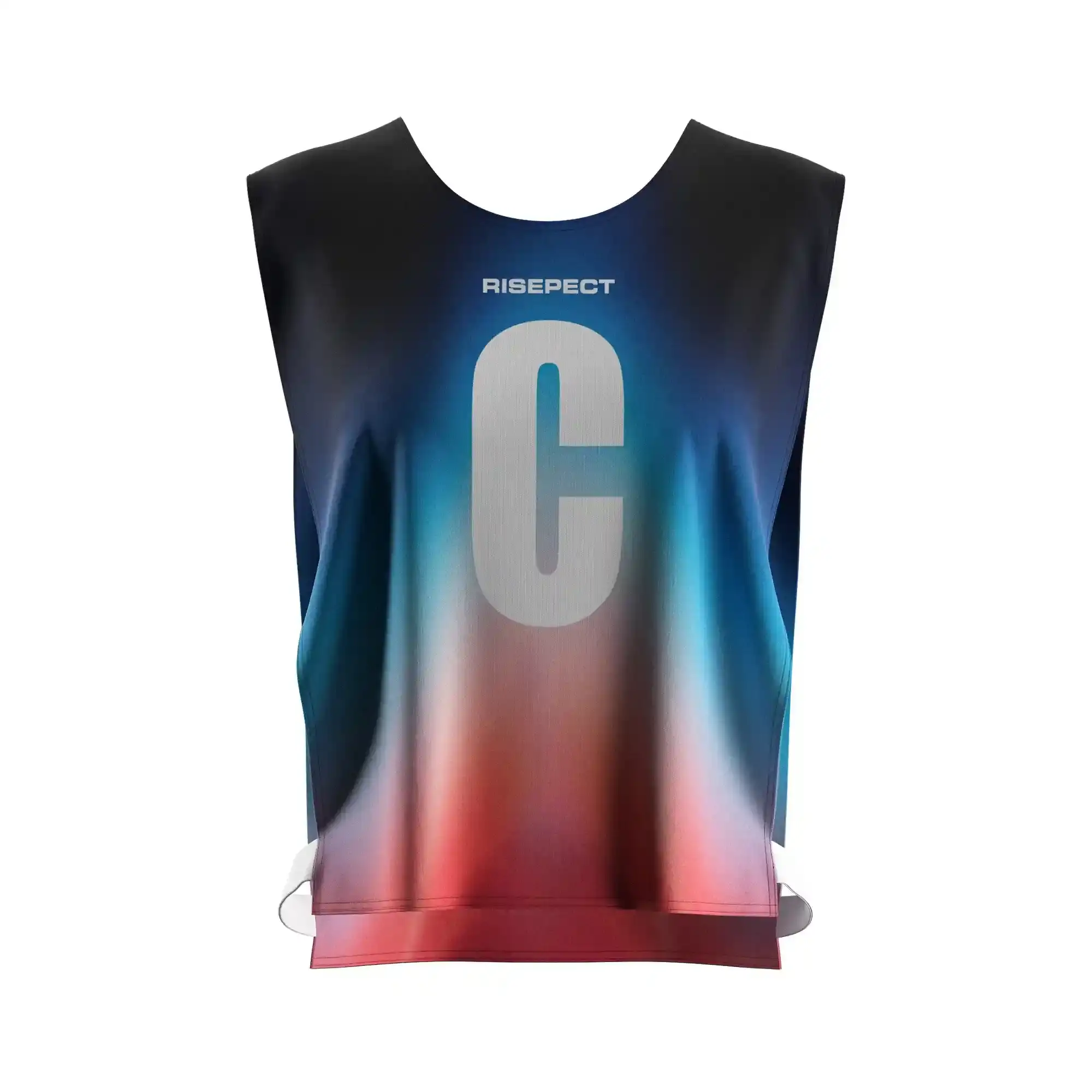The front view of elastic lady scrimmage vest custom canoe team number sublimation print with the letter C