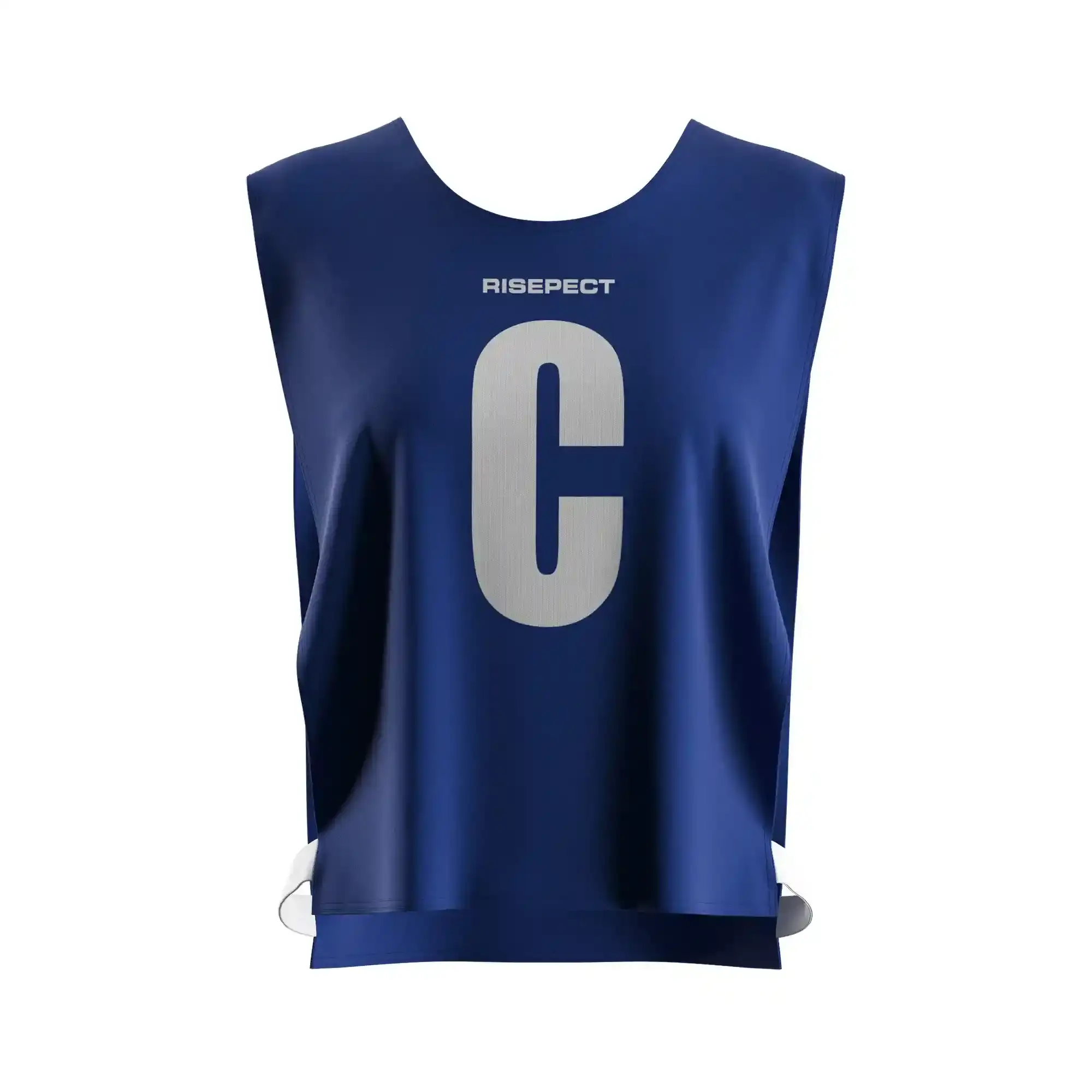 The front view of royal blue rowing training pinnies custom number kayak sup pinnie with the letter C