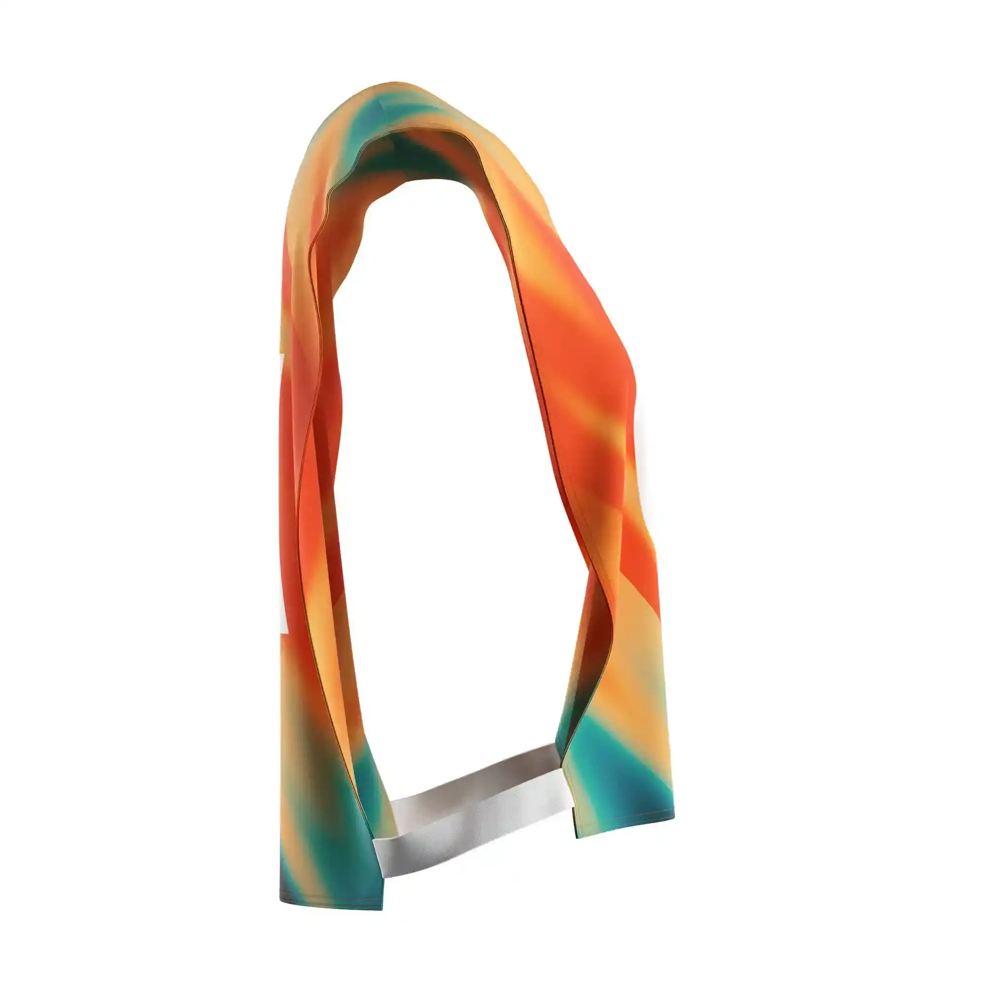 The right view of vibrant orange rowing marathon pinny open-sides with elastic straps
