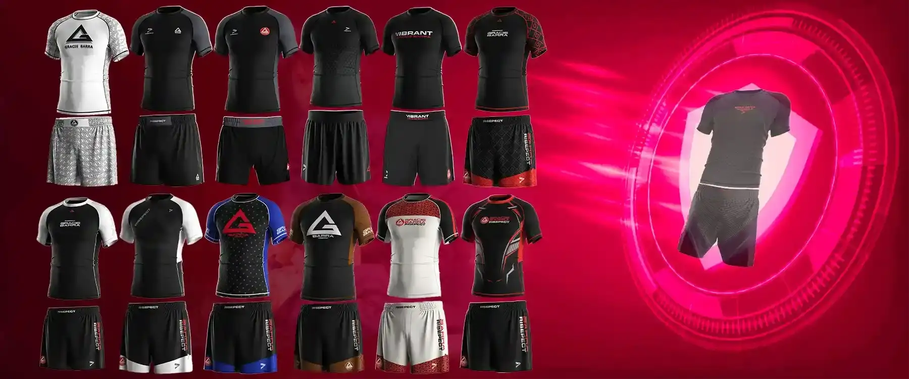 12 custom grappling rash guard and shorts fightwear for gracie barra
