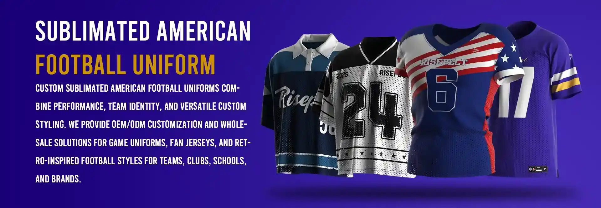 Custom sublimated American football uniform