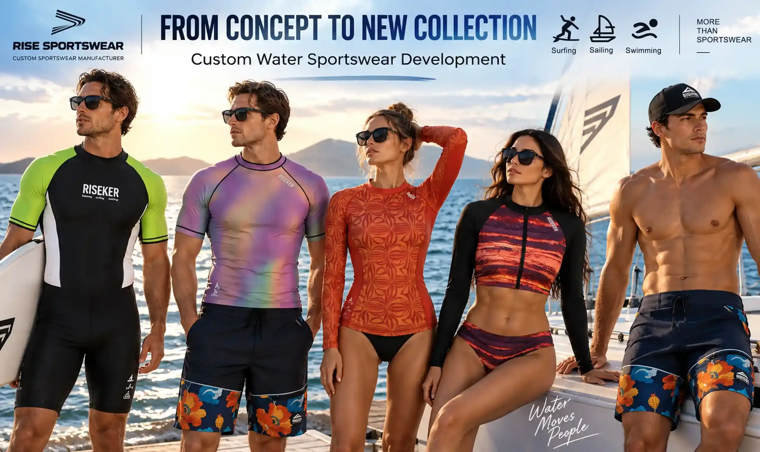 New Water Sportswear Development for Surfing, Swimming & Sailing Rise Sportswear Mid-Autumn Festival and new water sportswear development