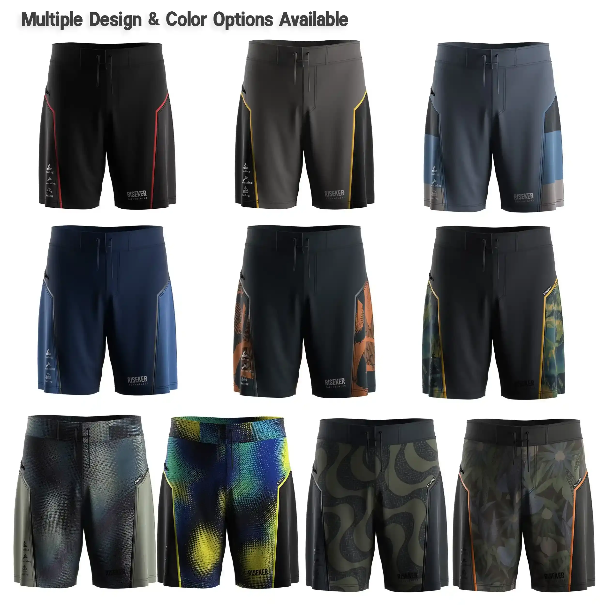 10 Men's board shorts with colorblocking and side pocket