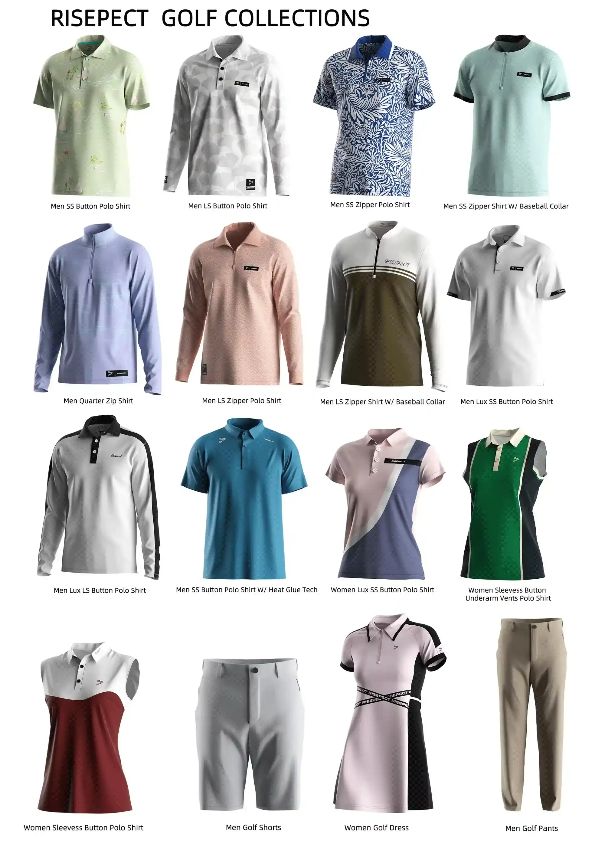 Golf clothing styles collection of Rise Sportswear
